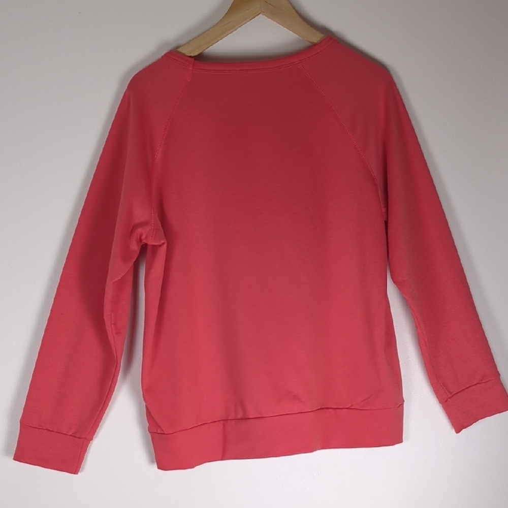 *Sold* Fun Ladies Coral Tea-Rex Novelty Print Sweatshirt - Picture 2 of 5